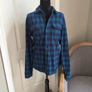 Blue Plaid Button Down Shirt for Women